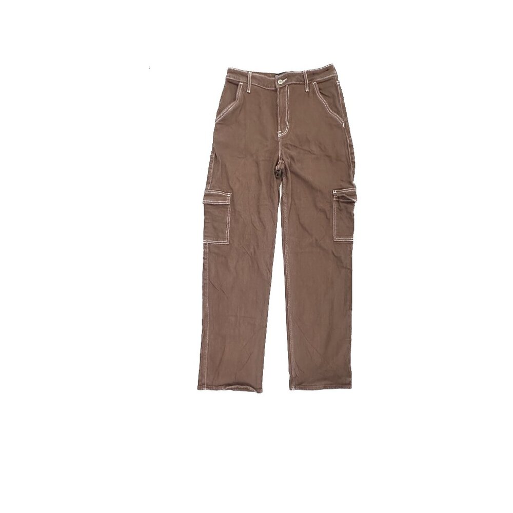 Hollister Ultra High Rise Dad Jean Cargo Pockets Women's size 5 Brown Denim Jean